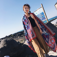 Bufanda de estilo étnico para mujer, con protección solar chal de seda, Anti ultravioleta, para vacaciones en la playa y viajes de verano, H3016 2024 - compra barato