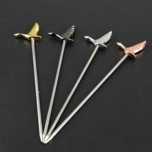 High quality stainless steel martini cocktail needle wine cocktail metal bar tool sets birds decoration olive needle 2024 - buy cheap