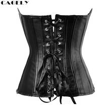 Faux Leather Boned Overbust Corset Top Sexy Black Lacing-up Bustier Steel-busk Steampunk Lingerie Plus Size Party Outfits S-6XL 2024 - buy cheap