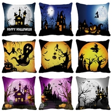 Happy Halloween Style Cushion Cover Polyester Home Deocrative Pillows Cover For Sofa Cojines 2024 - buy cheap