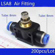 Бесплатная доставка Высокое качество 200 шт 8 мм до 8 мм Push In быстрый разъем пневматический регулятор скорости LSA8 2024 - купить недорого