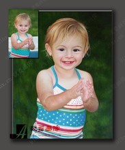 modern TOP ART customize service oil painting--child portrait from photo picture---100% hand painted 24x36 inch-free shipping 2024 - buy cheap