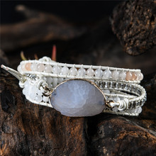 Vintage Leather Bracelets natural Stone 3 Strands Wrap Bracelets for men and Women Multilayer Boho Bracelet Handmade Jewelry 2024 - buy cheap