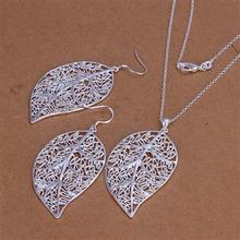 S180 Hot Selling Silver color plated jewelry set, . stamped fashion jewelry set Leaf Earrings Necklace S180 /alqajcxa axiajopa 2024 - buy cheap