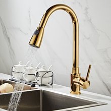 Kitchen Faucets Brass Gold Single Handle Pull Out Kitchen Tap Single Hole Handle Swivel 360 Degree Water Mixer Tap Mixer Tap 2024 - buy cheap