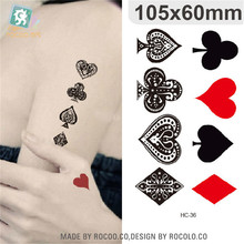 Tatuagem temporária com design de pôquer feminino, tatuagem corporal à prova d'água para mulheres, adesivo de tatuagem flash com frete grátis 2024 - compre barato