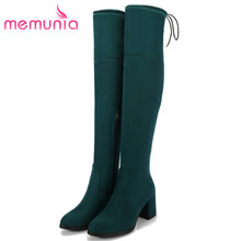 MEMUNIA Hot sale low price over the knee boots female fashion elegant high heels shoes woman boots elasticity big size 34-45 2024 - buy cheap