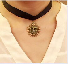 Gargantilla de estilo gótico ajustable para el sol, collar con colgante, cinta de terciopelo negro, joyería de moda 2024 - compra barato