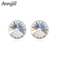 ANNGILL Fshion Round Top Quality Earrings Crystal from Swarovski Elements Stud Earring for Women Boucle D'oreille Birthday Gift 2024 - buy cheap
