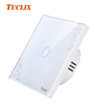 TUCLIX EU/UK Touch switch standard, 110-240v 1 Gang 1 Way led light switch touch light switch toughened gl ass panel white 2024 - buy cheap