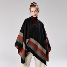 Tops a cuadros para mujer, suéteres de punto, chal envolvente, cárdigans sueltos para mujer, Poncho de capa a la moda, Otoño e Invierno 2024 - compra barato