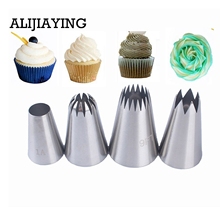 BH003 4Pcs/set Large Icing Piping Nozzle Russian Pastry Tips Baking Tools Cakes Decoration Set Stainless Steel Nozzles Cupcake 2024 - buy cheap