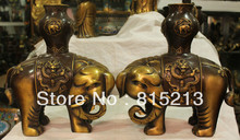 Bi00520 13 "Chinês Bronze Animais Auspicioso Dragão Elephant zun Vaso de Flor Par Estátua 2024 - compre barato