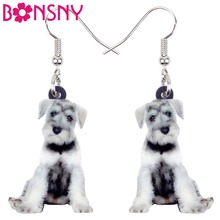 Bonsny de acrílico la novedad de la historieta Schnauzer Terrier pendientes de perro gota novedad Animal joyería para mujeres niñas Dropshipping. Exclusivo. 2024 - compra barato