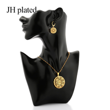 Jhplated dubai africano nova moda ouro cor flores conjuntos de jóias feminino presentes casamento 45cm pingente colar e brincos conjuntos 2024 - compre barato