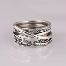 Genuíno 925 prata esterlina entrelaçada cz anel compatível para mulheres noivado presente de casamento jóias europa 2024 - compre barato