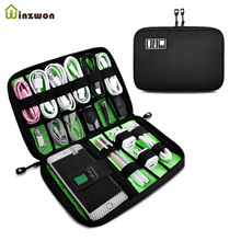 Portable Travel zipper USB Cable Bag Organizer black Nylon Phone Charger Case For Electronic Accessories hard drive Storage bags 2024 - buy cheap