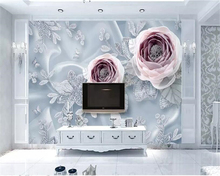 Beibehand-papel de parede 3 d, decoração de casa, flores, renda de seda, luxo, tv, parede 2024 - compre barato
