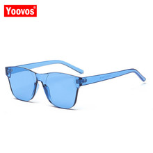 Yoovos-gafas de sol de una pieza sin montura para mujer, lentes de sol transparentes de Color caramelo, de alta calidad, estilo Street Beat Okulary, 2021 2024 - compra barato