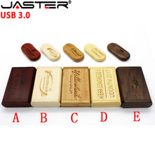 JASTER USB 3.0 (free custom logo) Wooden USB Flash Drive Memory Stick + Packing Box pendrive 8GB 16GB 32GB wedding gift 2024 - buy cheap