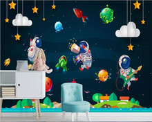 beibehang wall papers home decor Cartoon hand drawn astronaut planet rocket background wall wallpaper wall papers home decor 2024 - buy cheap