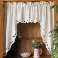 Cortina romana de algodón para puerta de cocina, cortina de gabinete Retro con dobladillo hueco, Triangular, navidad 2024 - compra barato