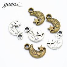 Yusiemens pingente antigo de estrela com lua banhada a prata, 5 peças, 2 cores, amuletos para fazer jóias, artesanato diy, 22*14mm l617 2024 - compre barato
