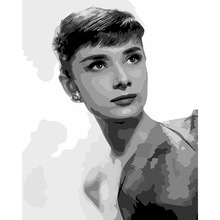 Home Decor Audrey Hepburn Digital Acrylic Paint Kit Oil Painting by Numbers 40*50cm with Frame Wall Canvas Poster cuadros DY237 2024 - buy cheap