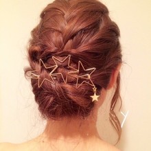 European Trendy Hair Accessories Simple Gold Metal Star Copper Hair Clip Hairpin Barrette For Women Girls 2024 - buy cheap