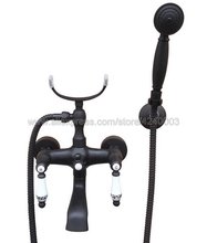 Bathtub Faucets Wall Mounted Black Color Brass Bathtub Faucet With Hand Shower Bathroom Bath Shower Faucets Ktf604 2024 - buy cheap