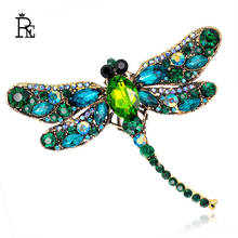 Women's Crystal Dragonfly Brooch Large Jewelry Rhinestones Pins Brooches For Women Pendant Handmade Metal Pin Badge Broches A144 2024 - buy cheap