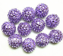 18X20MM Purple color 100pcs / lot Chunky  Resin Rhinestone Beads,Bling Resin Ball Beads, for Chunky Necklace Jewelry 2024 - buy cheap