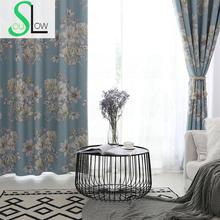 Slow Soul Yellow Blue Modern Quality Thick Double side Black Silk Shade Curtains For Living Room Floral Kitchen Bedroom Blackout 2024 - buy cheap