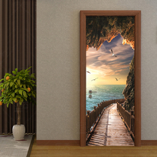 PVC Self-Adhesive Waterproof Mural Wallpaper 3D Seaside Landscape Door Sticker Modern Creative DIY Living Room Bedroom Stickers 2024 - buy cheap