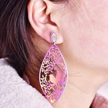 New Fashion Bohemia Long Tassel Colourful Hollow Big Leaf Lovebirds Drop Dangle Earrings For Women Girls Jewelry Gift Wholesale 2024 - buy cheap