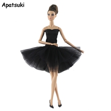 Vestido de balé curto preto para barbie, roupas de festa, vestidos, roupas para boneca, roupas para barbie 1/6, acessórios de boneca 2024 - compre barato