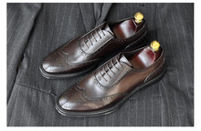 Sapatos casuais masculinos de couro, feitos à mão, estilo oxford com gravata tendência em couro macio, sapatos de fundo grosso 2024 - compre barato