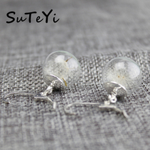 SUTEYI Fashion Earrings Jewelry Newest Crystal Earrings Dandelion Glass Bottle Earring Plants Specimen Women Earings Bijoux 2024 - buy cheap