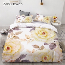 3D HD Print Bedding Set Custom/King/Europe/USA,Duvet Cover Set Queen/King,Quilt/Blanket Cover Set Bedclothes Yellow peony 2024 - buy cheap