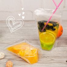 50pcs New Clear Plastic Drinking Packaging Bag Beverage Juice Milk Coffee Pouch Hot and Cold Fruit Juice Zip Bags 2024 - buy cheap