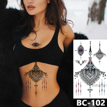 1 Sheet Chest Body Tattoo Temporary Waterproof Jewelry Scalloped gem mandala pattern Decal Waist Art Tattoo Sticker for Women 2024 - buy cheap