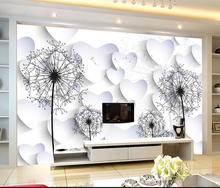 Custom 3D murals, 3D stereo love dandelion, living room sofa TV wall children bedroom wall paper 2024 - buy cheap