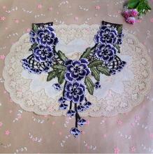 1 Piece 31*35cm Purple Green Lace Collar Applique Sewing Embroidery Neckline Lace DIY Material 2024 - buy cheap