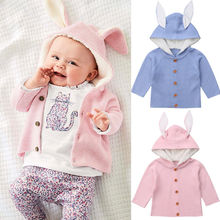 2018 Newly Autumn Warm Lovely Infant Baby Girls Boys Jacket Coat 3D Ears Hooded Long Sleeve Single Breasted Solid Coats 2024 - buy cheap