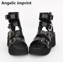 Angelic imprint new mori girl lolita shoes woman cosplay punk shoes lady high heels wedges Pumps women dress party sandals 33-47 2024 - buy cheap