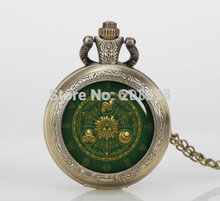 Glass 12pcs/lot Pocket Watches mens locket Necklace pendant Legend of Zelda Gate of Time Hyrule Historia Emblem Antique Bronzen 2024 - buy cheap