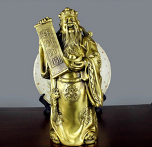 Frete grátis 30cm miniaturas chinesas feng shui ouro cobre deus da riqueza mamão yuan bao estátua de buda 2024 - compre barato