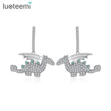 LUOTEEMI Creative Design Dinosaur-shaped Stud Earrings for Women Party Luxury CZ Two Colors Exquisite Pendientes Christmas Gift 2024 - buy cheap