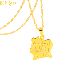 Ethlyn Ivory Coast Jewelry  Coate d'Ivoir Abidjan Country Map Pendant  Gold Color Pendant Necklace Unisex Jewelry Gifts P101 2024 - buy cheap