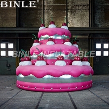 Customized anniversary celebrating giant inflatable birthday cake with cherry pink inflatable cake model for party decoration 2024 - buy cheap